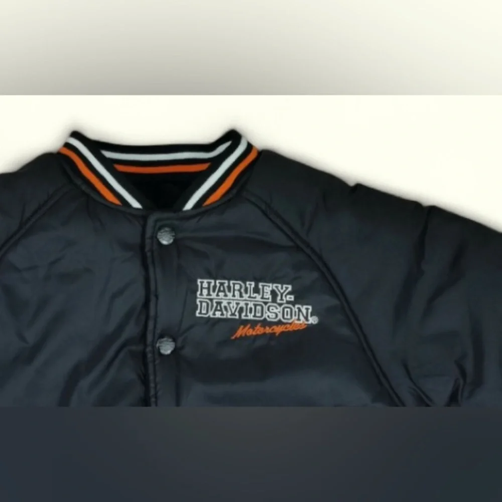 EUC Harley Davidson Children Bomber College Reversible Jacket Motor Cycle SZ 7